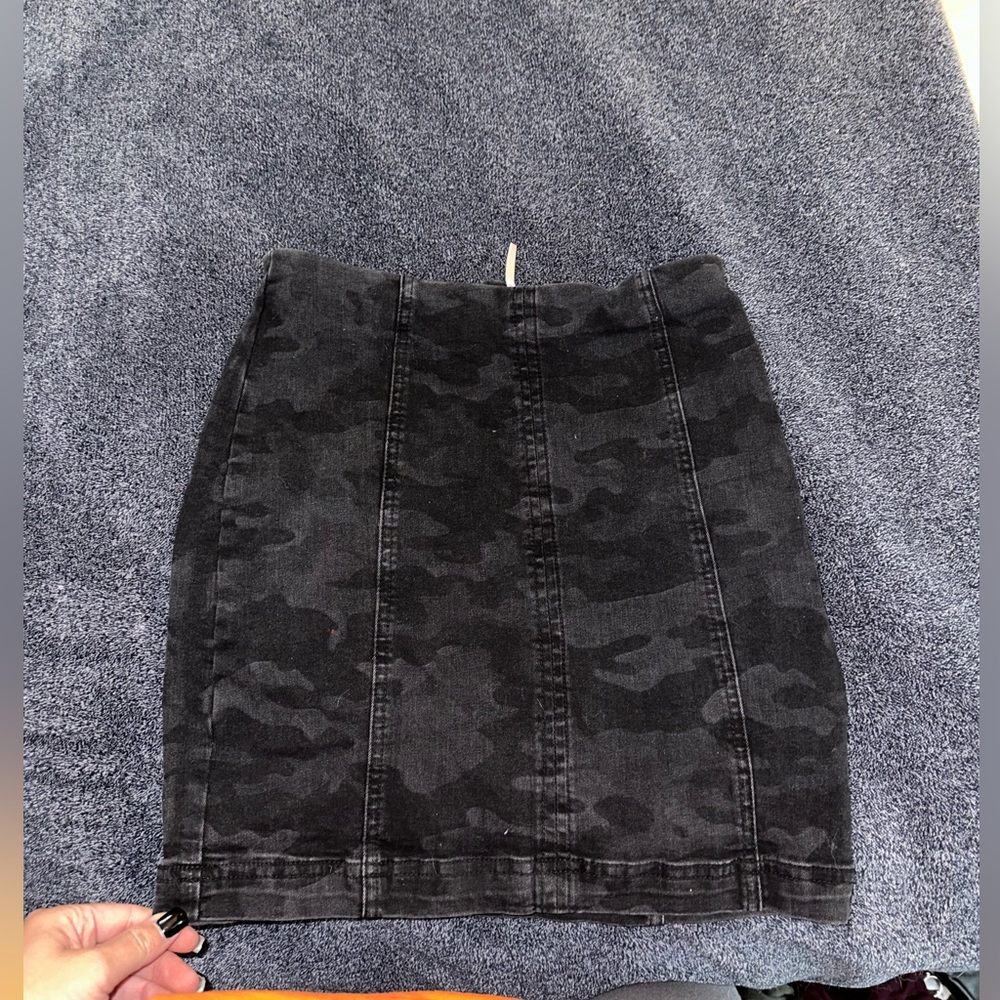 Free People Black Camp Mini Skirt